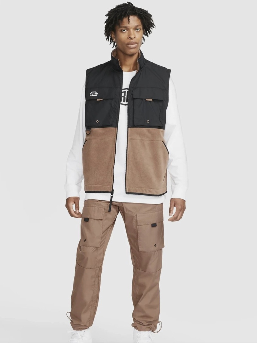 Jordan Jumpman Nike Fleece Vest Brown Tan & Black Utility Cargo